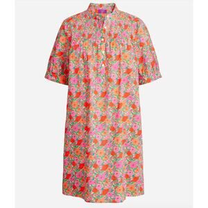 NWOT J. Crew + Liberty short-sleeve mini shirt-dress in Liberty Meadow Song